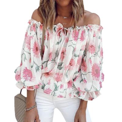 China 2021 Summer New Breathable Cheap Loose Printing Sleeve Chiffon Short Shirt Can Be Customized Women's Top for sale