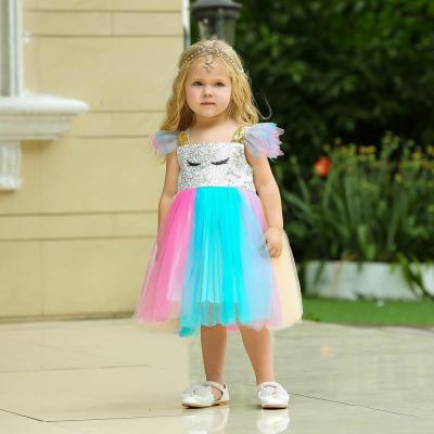 China Girl Anti-Static Unicorn Princess Fancy Ball Gown Dress Costumes Christmas Baby Animal Dress For Kids for sale