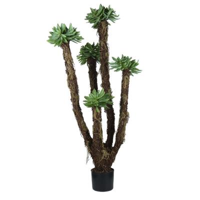 China Home Hotel Living Room Show 120cm Factory Wholesale 5Heads Indoor Home Green Plants Decorative Potted Artificial Succulent Tree for sale