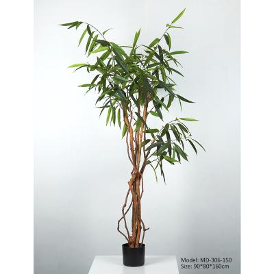 China Art Decor Guangdong Sale 160cm High Realistic Brightly Painted Artificial Green Plant For Indoor Garden Banyan Tree for sale