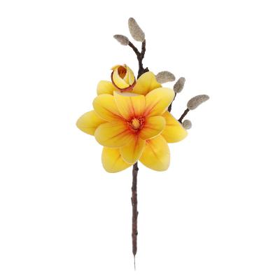 China Wholesale 2Head Magnolia Colored Beautiful Touch Real Magnolia Artificial Flower For Wedding Table Centerpiece Decoration for sale