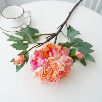 China Beautiful silk peony wedding colorful artificial flowers simulation 4heads vintage artificial peony flower bouquet decoration for sale