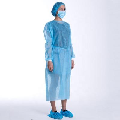 China Hot Selling SMS+PE Film Medical Disposable PE Disposable Isolation Hospital Surgical Gown for sale