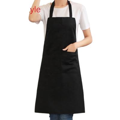 China Modern Black Cotton Polyester Cafe Restaurants Kitchen Apron Chef Cooking Cleaning Bib Aprons for sale