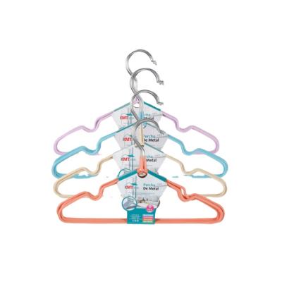 China Children's Kids Cute Plastic Iron Cover Space Saving Cloth Hanger Colorful Non Slip Hangers for sale