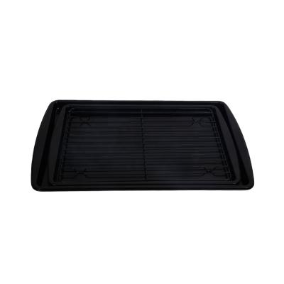 China Viable Black Nonstick Coating Stainless Steel Bakeware Making Pan With Cooling Rack Baking Bake Tray Set for sale