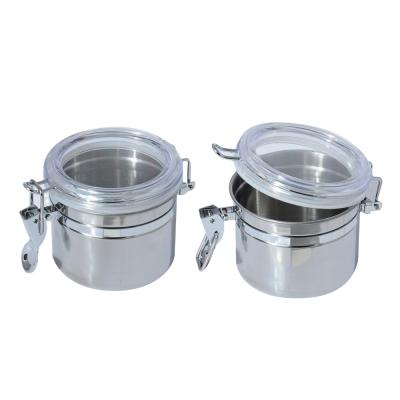 China Kitchen Canisters Tea Sugar Coffee Canister Stainless Steel Stocked Storage Jar for sale