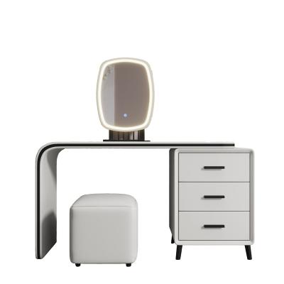 China Foldable YMSC Luxury Italian Style 3 Drawers Dresser Makeup Vanity Table Dressing Table with LED Mirror for Bedroom for sale