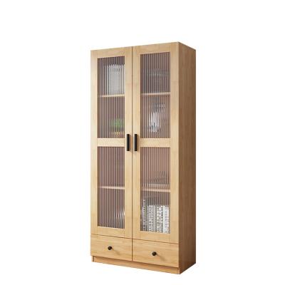 China Extendable YMSC Simple Modern Living Room Furniture Wooden Bookcase Bookshelf With Glass Door for sale