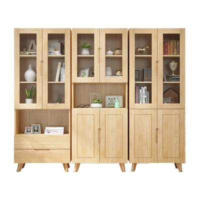 China Minimalist YMSC Nordic Display Cabinet Corner Bookcase Modern Solid Wood Bookshelf  for Living Room for sale