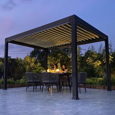 China Easily Assembled Outdoor Modern Aluminum Roof Gazebo Multifunctional Motorized Bioclimatic Louvre Pergola For Sunshade for sale