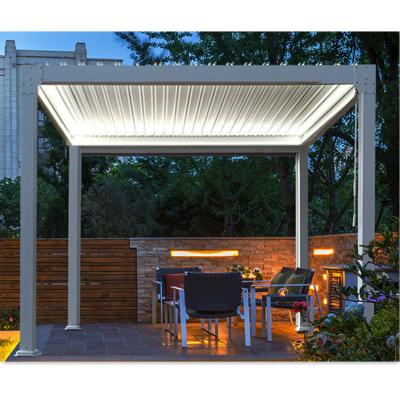 China Pergola - Easily Assembled White Aluminum 12 m2 Gazebo Outdoor Sliding Electric Frame Pagola Roof Bioclimatic for sale