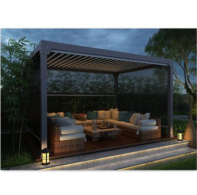 China Easily Assembled Outdoor China Pagola Gazebo Sets Automatic Electric Curtains Pergola-Aluminum 3 x 4 Pet Price for sale