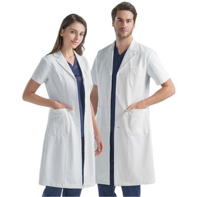 China Customized Eco-friendly Medical Lab Coat Doctor Cotton Coat Hospital Design Unisex Nurse Lab Coat White Coat for sale