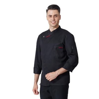 China Custom Wholesale Black Blend Custom Made Men's Coat Jackets Polyester Cotton Hotel Anti-Pilling Chef Uniforms Work Suit Restaurant Chef Uniform for sale