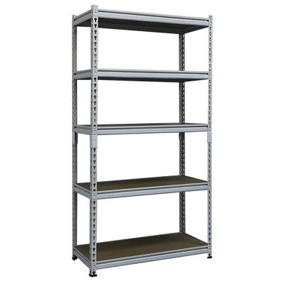 China Storage Shelving Cheap 5 Layers White Bolt Free Shelves, Angle Steel, Light Weight Industrial Warehouse Shelves for sale