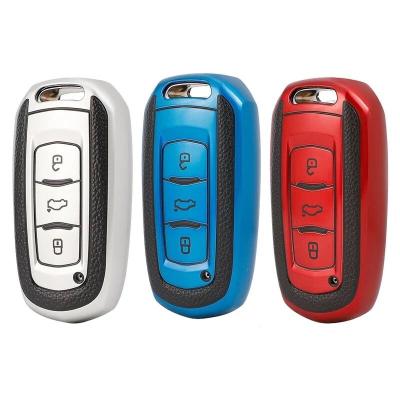 China Fashion TPU Leather Car Smart Key Cover Case Gusset For Geely Atlas Boyue NL3 EX7 SUV GT GC9 Emgrand X7 Borui Auto Accessories for sale