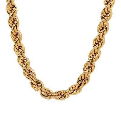 China Jewelry Necklaces Wholesale Prices Lead Free Nickel Free 8MM Stainless Steel Twisted Rope Chain Gold Plated Filled Choker Necklace for sale