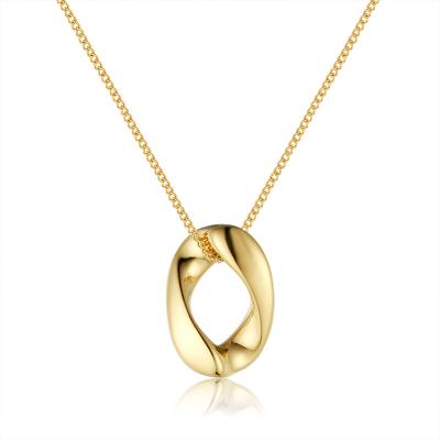 China Trendy Aretas INS Stainless Steel Nickel Free Lead Free 18k Gold Plated Titanium Steel Clavicle Necklace Pendant Geometric Oval Cuban Link Chain Restrictor for sale