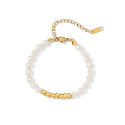 China FASHIONABLE Aretas Summer 18k Gold Plated Square Pearl Bracelet Pour Femme Pearl Chain Bracelets Christmas Jewelry Natural Freshwater for sale