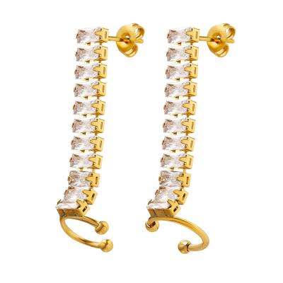 China Aretas Gemnel Bridal Jewelry Wand Cubic Zirconia Bling Earrings Lead Free Nickel Free Fine Gold Plated Tarnish Free Iced Out Circle Huggies Earring for sale