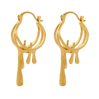 China Aretas 2022 Lead Free Nickel Free Trendy Fashion Gold Plated Drop Wholesale Irregular Geometric Circle Water Jewelry Korean Autumn Earrings For Women for sale