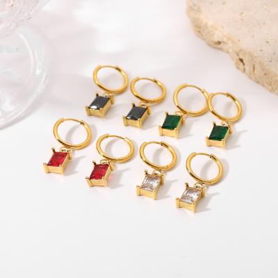 China Aretas 18k gold 18k gold gemstone wand savory green circle earrings lead free nickel free green square circle earrings iced out zirconia earring for sale