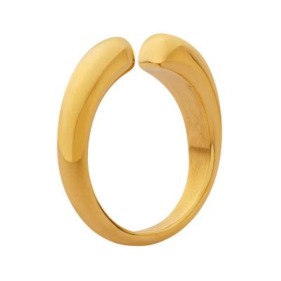 China FASHIONABLE Aretas Minimalist Gold Plated Ring Men Women Wholesale Stackable 18k Wide Dome Stainless Steel Open Rings Summer Jewelry for sale