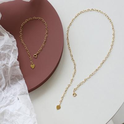 China Trendy Trendy Aretas Jewelry Set 18k Gold Plated Heart Chain Bracelet Necklace Wholesale Hollow Acero Inoxidable Stainless Necklace for sale