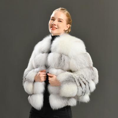 China 2021 New Trend Anti-wrinkle Appearance Fox Fur Wholesale Price Winter Luxury Fluffy Warm Woman Fur Coat Custom Made Fur Print Coat for sale