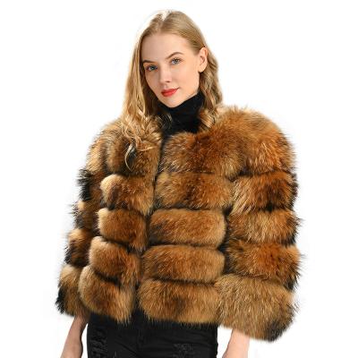 China Wholesale Custom Made Winter Warm Natural Short Style Animal Women's Fur Coat Raccoon Fur Coat Anti-wrinkle Real for sale