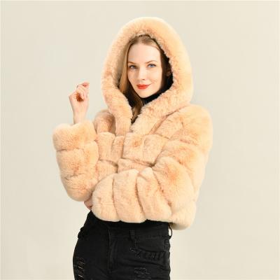 China China Wholesale Price Anti-wrinkle Winter Crop Winter Faux Fur Hoodie Coat Thick Warm Motorcycle High Quality for sale