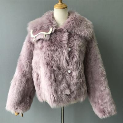 China Custom Design Warm Side New Arrival Anti-wrinkle Side Neck Single Breasted Women's Fleece Fur Coat Jacket for sale