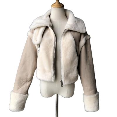 China Real Sheep Anti-wrinkle Leather Windproof Style Shorts Style Thin Warm Neck Warmer Patches Wool Leather Jacket for sale