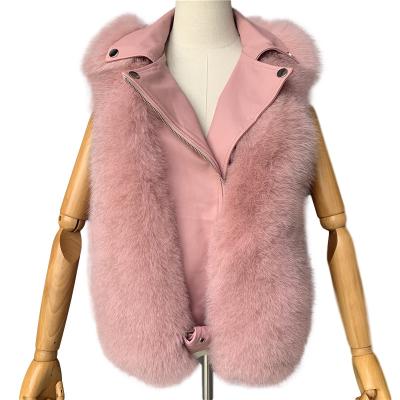 China Solid Color Breathable Real Fox Fur Vest Vest For Lady Women Winter Warm Custom Made Fox Fur Sleeveless Vest for sale