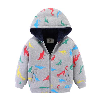 China Anti-wrinkle Factory Price Children Winter Fleece Jacket For KidsToddler Cartoon Print Hoodie Zipper Warm Jacket for sale