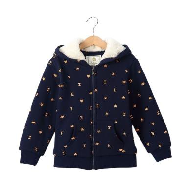 China Wholesale Cartoon Printing Toddler Jacket Winter Anti-wrinkle Children Hoodie Fleece Warm Kid Jacket for sale