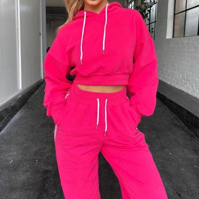 China Anti-static Sweatpants And Hoodie Plus Size Anti-pilling Muti Color Fashion Solid Color Gym Homewear Set For Women for sale