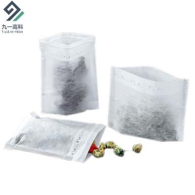 China TUE Logo Organic Eco-Friendly PLA Custom Corn Based Nonwoven Filter Fiber Disposable Tea Bags With String for sale