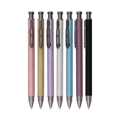 China School Ball Pen Customized Stationery Glitter Barrel And Aluminum Retro Clip Plunger Action Ballpens for sale