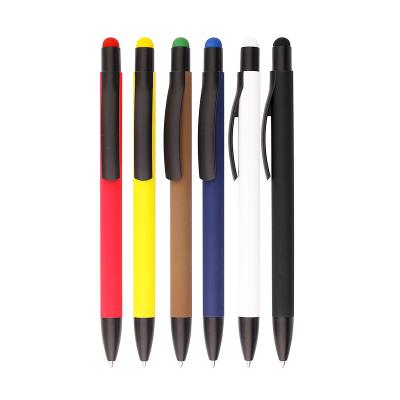 China Popular most popular promotional alumijnum retractable rubber finish metal matte stylus touch capacitive pens for phones for sale