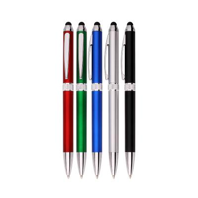 China Promotional Pen Advertising High Quality Twist Action Pens And Phone Stylus With Diamond Trimming for sale