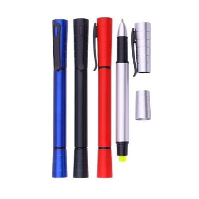 China Hot Selling Promotional Pen 2in1 Cap-action 2in1 Advertising Customized Plastic Ballpoint Pens With Highlighter Bar for sale