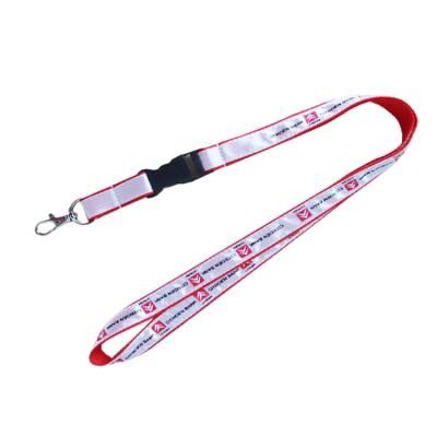 China Promotional Gift Traffic Accessary 1.5cm Transfer Printing Double Layer Reflective Lanyard With Plastic Buckle And Metal Lobster Claw for sale