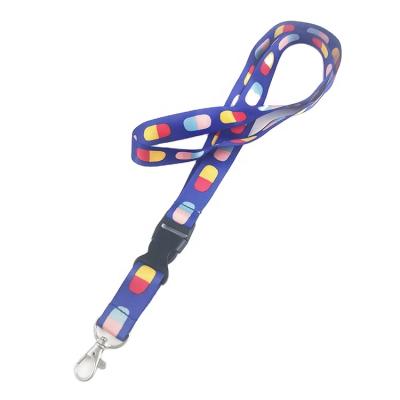 China Durable promotional gift logo printed 2cm width polyester lanyard with plastic buckle and metal lobster claw for promotions for sale