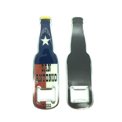 China Viable Wholesales High Quality Customized Beer Bottle Shaped Opener With Magnetic Backside And Printed LOGO For Promotions for sale