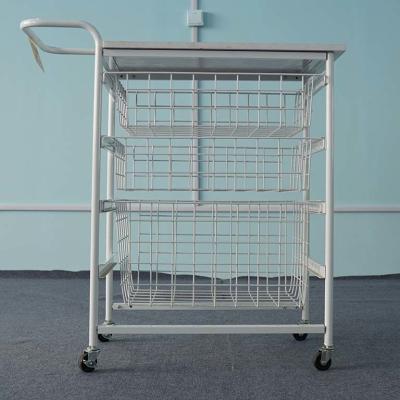 China Multi Useness Custom Display Racks Logistics Tool Trolley With Wire Basket Drawer for sale