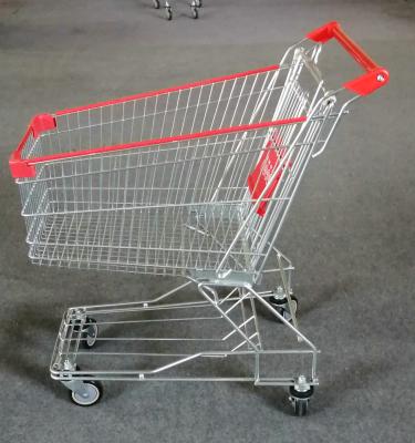 China Silver Shopping Cart Trolley  Zinc Plated Surface Handling 300kg Load Capacity for sale