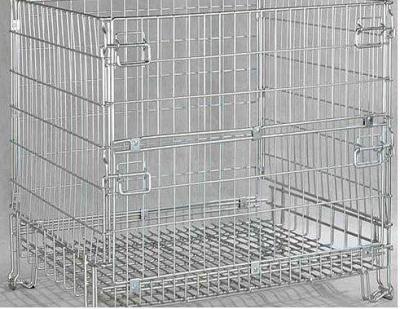 China Galvanized Metal Storage Cage Foldable Mesh Box Pallets 800kg Load Capacity for sale