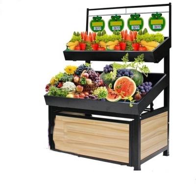 China Multi Layer Fruit And Vegetable Display Stand Metal And Wooden Customer Size for sale